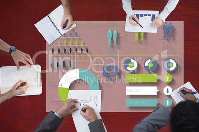 Composite image of businesspeople during a meeting