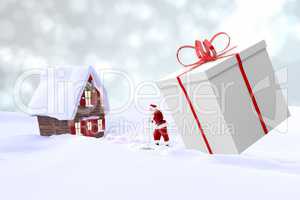 Composite image of Santa is bringing a gift