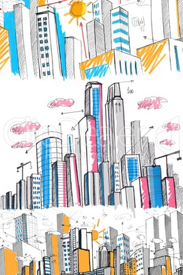 Composite image of cityscape drawing Composite image of cityscape drawing