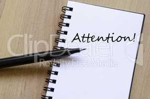 Attention write on notebook