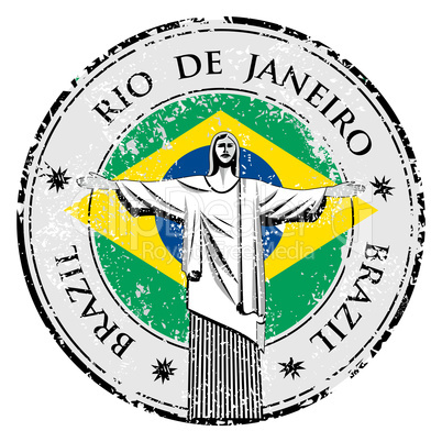 Rio theme stamp with statue of the Christ the Redeemer illustration