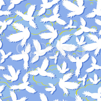 Holy birds dove seamless pattern. Vector illustration design. Pigeon as symbol of love, pease.