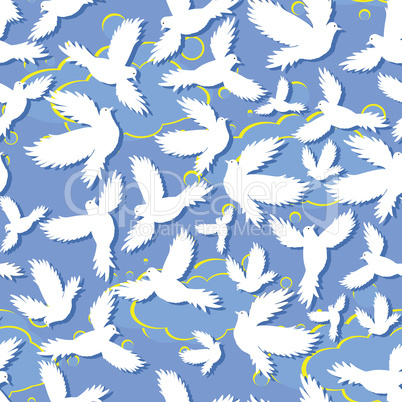 Holy birds dove seamless pattern