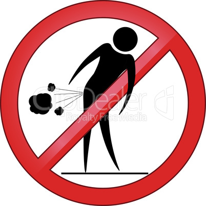 Forbid farting people sign circle. Prohibited red symbol isolated vector illustration.
