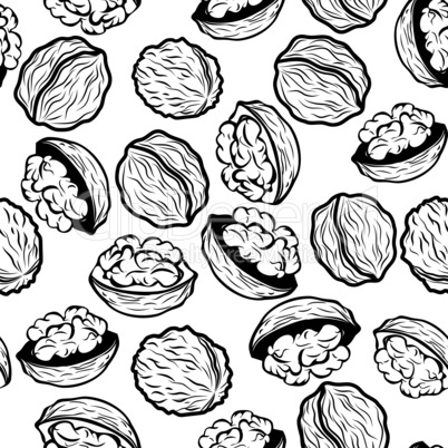 Walnut  seamless vector pattern food background