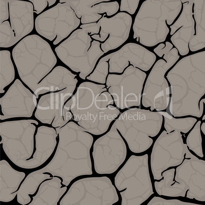 Seamless cracked background pattern. Hole in the ground. Broken concrete template for a content. Cleft, crushed, flaw vector illustration.
