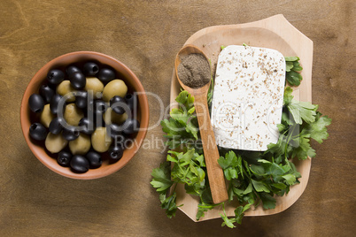 Feta cheese and herbs