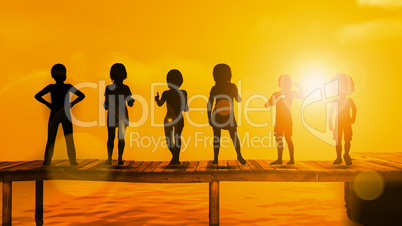 Children Playing Silhouette