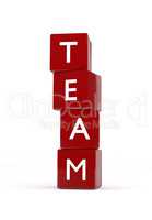 Red cubes with the word team