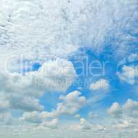 blue sky and white cumulus clouds