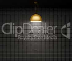 Brass lamp against of wall interior background 3d rendering