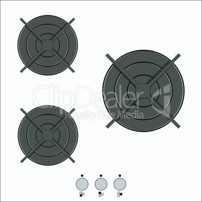 Gas top of kitchen gas stove vector