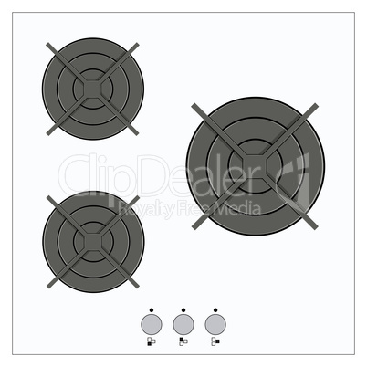 Gas top of kitchen gas stove vector