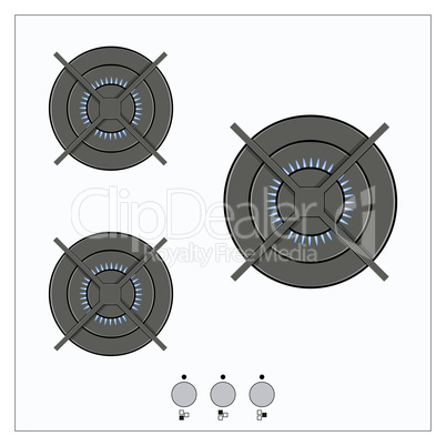 Gas burning from a kitchen gas stove vector