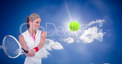 Composite image of athlete playing tennis with a racket