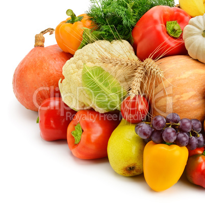 fruits and vegetables isolated on white background