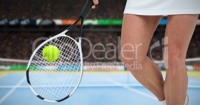 Composite image of athlete playing tennis with a racket