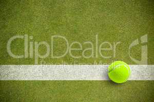 Composite image of tennis ball with a syringe