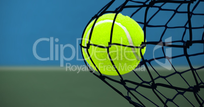 Composite image of tennis ball with a syringe