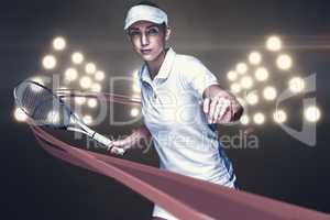 Composite image of female athlete playing tennis