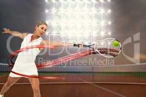 Composite image of athlete playing tennis with a racket