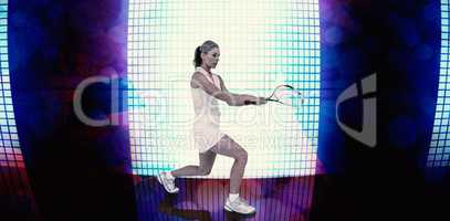 Composite image of athlete playing tennis with a racket