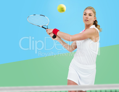 Composite image of athlete playing tennis with a racket