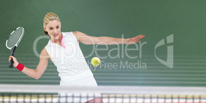 Composite image of athlete playing tennis with a racket