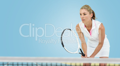 Composite image of athlete playing tennis with a racket