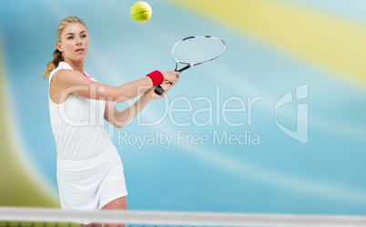 Composite image of athlete playing tennis with a racket