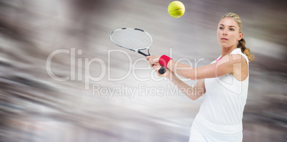 Composite image of athlete playing tennis with a racket