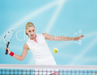 Composite image of athlete playing tennis with a racket