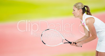 Composite image of athlete playing tennis with a racket