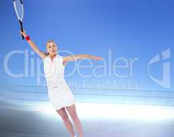 Composite image of athlete playing tennis with a racket