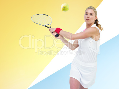 Composite image of athlete playing tennis with a racket