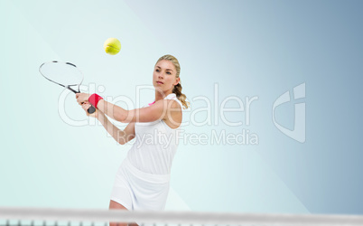 Composite image of athlete playing tennis with a racket Composite image of athlete playing tennis with a racket