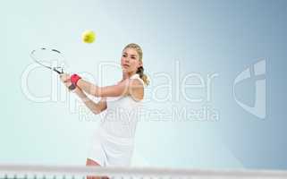 Composite image of athlete playing tennis with a racket