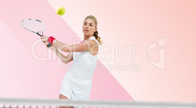 Composite image of athlete playing tennis with a racket