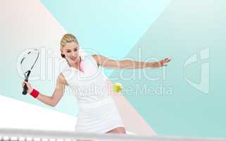 Composite image of athlete playing tennis with a racket