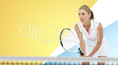 Composite image of athlete playing tennis with a racket