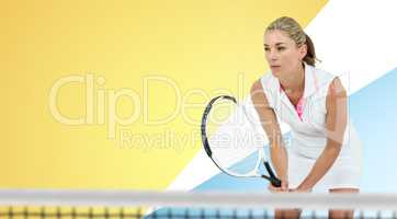 Composite image of athlete playing tennis with a racket