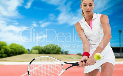 Composite image of athlete playing tennis with a racket