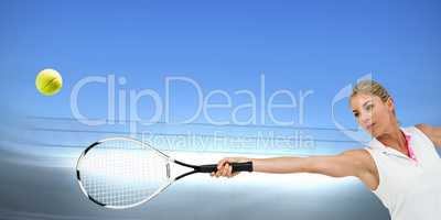 Composite image of athlete playing tennis with a racket