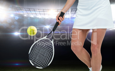 Composite image of athlete playing tennis with a racket