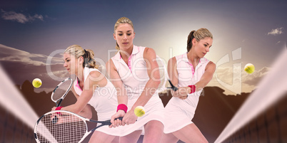 Composite image of athlete playing tennis with a racket