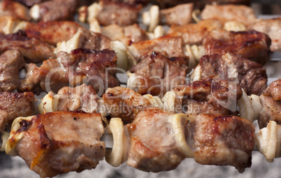 Barbecue with delicious grilled meat on grill