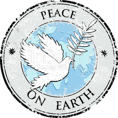 Bird dove as peace symbol stamp. International peace day emblem vector