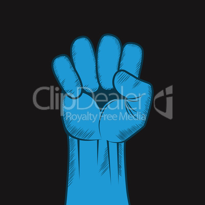 Clenched fist hand vector.