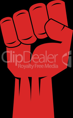 Fist red clenched hand vector. Victory, revolt concept. Revolution, solidarity, punch, strong, strike, change illustration. Easy to change color.