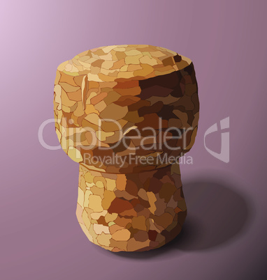 champagne cork is casting a shadow in the right on a pink background